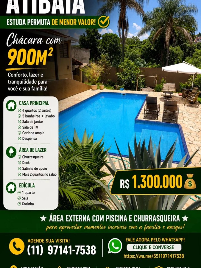 Chácara, 4 quartos, 900 m² - Foto 1